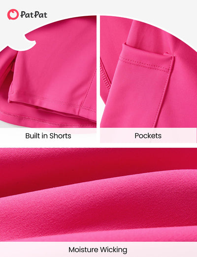 PATPAT Girls Skirt Sets Size 7-8 Years, Hot Pink Crop Tank Tops and Elastic Waisted Skorts 2 Piece Outfits, Girls Workout Outfits, Activewear Athletic Sets Summer Clothes