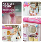 Step2 Love & Care Deluxe Baby Doll Nursery Playset for Kids, Compact Changing Station & Crib, Made of Durable Plastic, Includes Toy Accessories, For Toddlers 2-6 Years Old, Pink