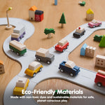 PlanToys® Vehicle Set Wooden Montessori Play Set | Early Movement, Imagination and Practical Life Exploration | Eco Friendly Car Set for Indoor and Outdoor Play