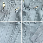 Simplee kids Baby Girls Knit Cardigan Hand Embroidery Pompoms Sweater Long Sleeve Coat for Winter Fall