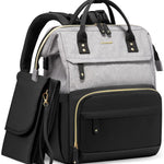 LOVEVOOK Diaper Bag Backpack, Baby Bag with Changing Station, Large Diaper Backpack for Mom Dads, Waterproof Mommy Bag for Boy and Girl, Travel Essential Baby Shower, Black-Beige