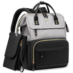 LOVEVOOK Diaper Bag Backpack, Baby Bag with Changing Station, Large Diaper Backpack for Mom Dads, Waterproof Leather Mommy Bag for Boy and Girl, Travel Essential Baby Shower, Black-Grey
