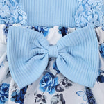 KAFIREN Baby Girl Clothes 3-6 Months Newborn Romper Dress Infant Lace Ruffle Sleeveless Summer Outfits with Headband Blue Flower 3-6 Months 80cm