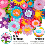 FUNZBO Girl Flower Garden Building Toys Set - Birthday Gifts for Age 2 3 4 5 6 Years Old Girls, STEM Montessori Educational Toy for Toddler Kids, Sorting & Stacking Spring Gardening Set