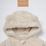 Baby Plush Long Sleeve Polar Fleece Jumpsuit With Bear Ears Baby Fleece Hooded Jumpsuit Infant Winter Outfit