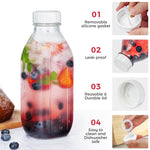 Dwbligt 32 oz Reusable Glass Milk Bottles with Silicone Dispenser Cap, 2 Pack Glass Jars with Airtight Screw Lid, Leak Proof Juice Bottles with Scale Mark Breastmilk Storage Container for Fridge