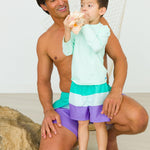 RUGGEDBUTTS® Baby/Toddler Boys Long Sleeve Rash Guard Swim Shirt w/UPF 50+ - Mint, 2T
