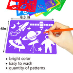 HADDIY Kids Drawing Stencils Set, 20 Pcs Plastic Stencil Kit 300+ Patterns Drawing Templates for Girls & Boys Gift and Card Making