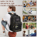 SunForMorning Kids Tactical Backpack Army Molle Bookbag Military Boys Backpack for School, Outdoor, Camping, Black CM