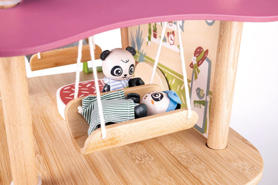 Hape Pandas’ Bamboo House, Green Planet Explorers | Educational Toy Doll House with Furniture, for Children Ages 3+ Years