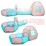 3 in 1 Pop Up Kids Play Tent with Tunnel and Ball Pit for Kids, Boys, Girls, Babies and Toddlers, Indoor/Outdoor Playhouse,Orange Pink/Light Green