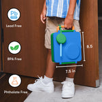 OmieBox Bento Box for Kids - Insulated Bento Lunch Box with Leak Proof Vacuum Insulated Food Jar - 3 Compartments, Two Temperature Zones (Monster Blue)