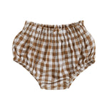 Toddler Baby Boy Girl Shorts Cotton Linen Plaid Bloomers Shorts Newborn Harem Shorts Bottoms (Khaki, 3-6 Months)