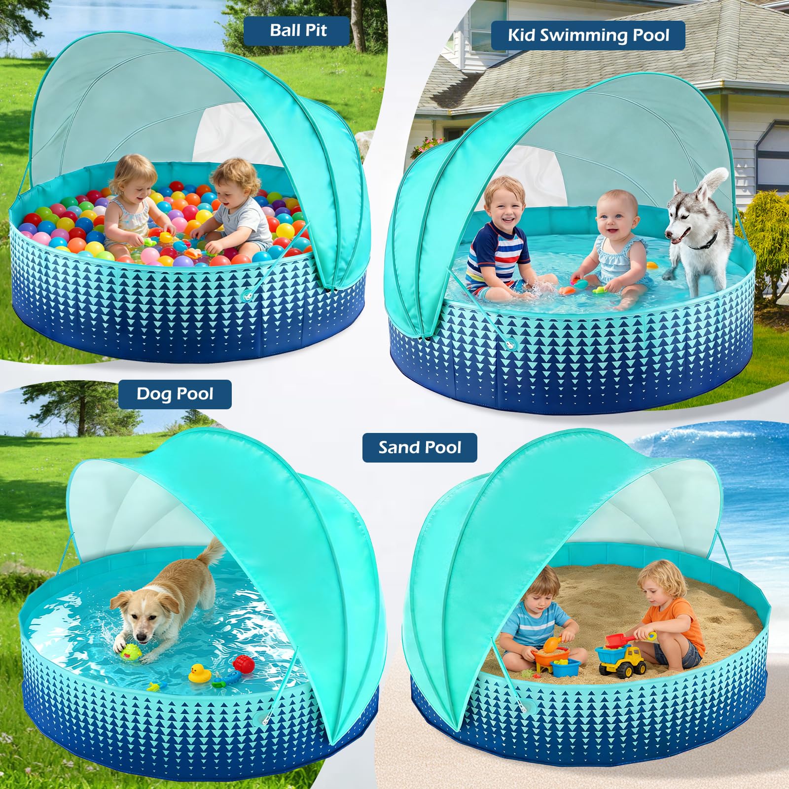 Jasonwell Kiddie Baby Pool with Canopy - Foldable - Swimming Pools ...