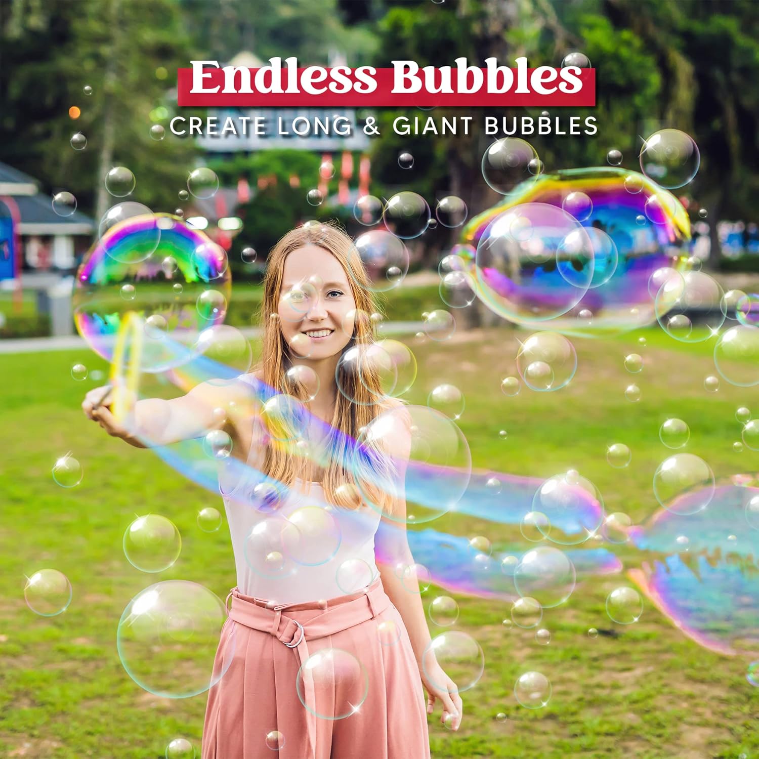 JOYIN Big Bubble Wands Set Bulk for Kids Summer Outdoor Activity Party Favors, 18 Pcs Giant Bubble Maker with Tray, 12" Large, 6 Pcs Solution Suitable for All Age People