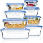 Vtopmart 8 Pack Glass Food Storage Containers with Airtight Lids, Glass Meal Prep Containers, Lunch Office Meal for Microwave, Oven, Freezer and Dishwasher, BPA Free