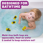 Tub Works® Construction™ Trucks Mold Free Bath Toys, 6 Pack | Sealed, No Hole Bath Toys Design Keeps Moisture Out | Soft, Squeezable & Float on Water | Baby & Toddler Bathtub Toys | Baby Pool Play
