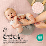 2-Pack Waterproof Crib Mattress Protector Cover Fitted - Quiet Baby Crib Mattress Pad Sheets, 52" x 28" Soft Quilted Cotton Baby Sheet, Machine Washable, Easy Fit, Durable (Mist Rose/Mavy)