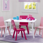 Delta Children Kids Table and Chair Set (4 Chairs Included), White/Pink