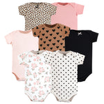 Hudson Baby Unisex Baby Cotton Bodysuits, Cinnamon Pink Prints, 12-18 Months