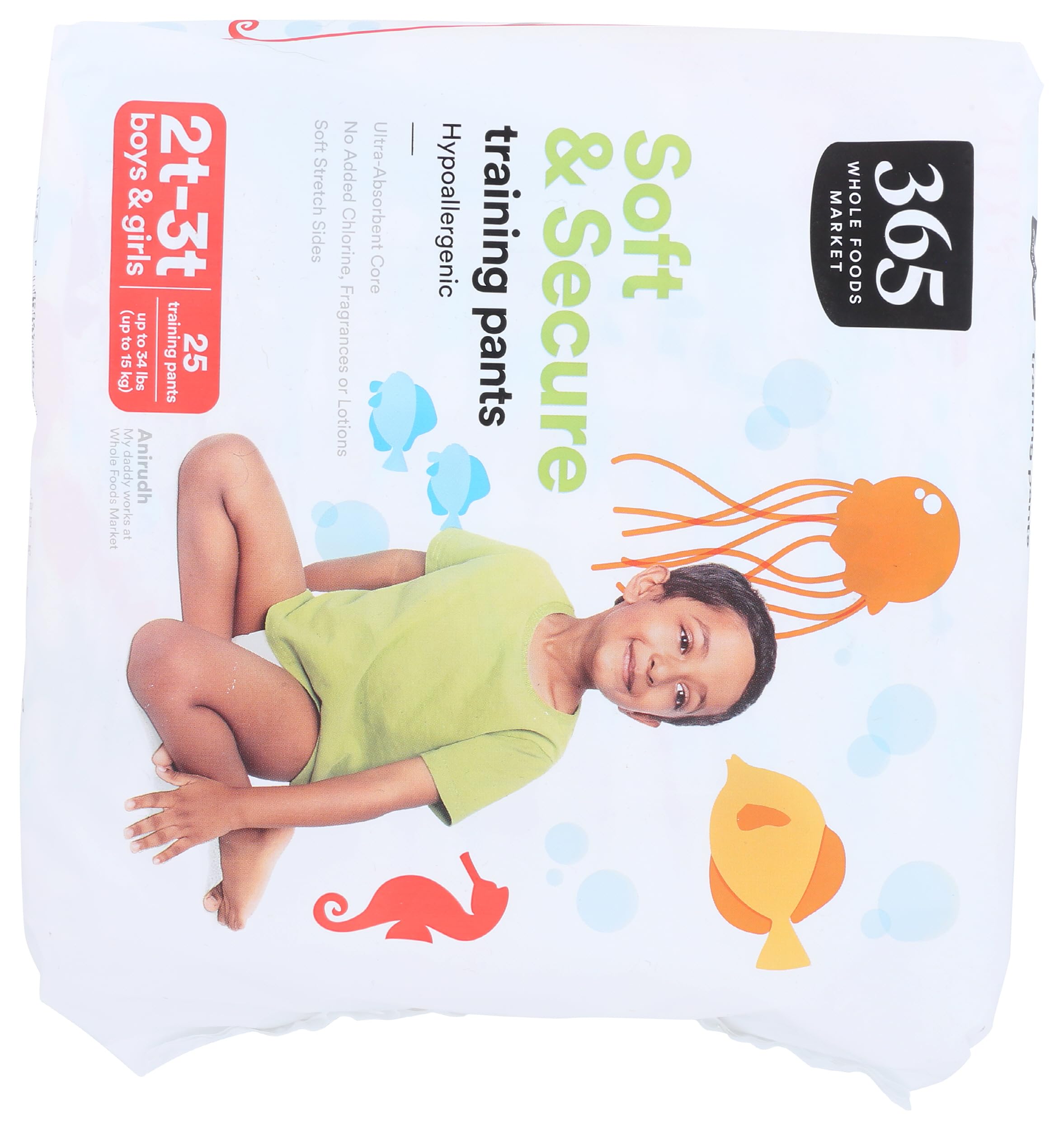 365 by Whole Foods Market, Soft & Secure 2T-3T Training Pants, Hypo-Allergenic, Ultra-Absorbent, 25 Count