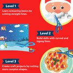 Skillmatics Scissor Skills Activity Book - Snip, Snip Holiday Magic, Art & Craft Christmas Kit for Kids, 2 Child-Safe Scissors, 25 Fun Activities, Gifts for Girls & Boys Ages 3, 4, 5, 6, 7
