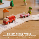 PlanToys® Vehicle Set Wooden Montessori Play Set | Early Movement, Imagination and Practical Life Exploration | Eco Friendly Car Set for Indoor and Outdoor Play