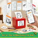 Zalmoxe Smart AI Voice Sticker Printer, Kids Toys Spark Imagination Intellectual Development, Mini Thermal Label Printer with Display, Inkless Portable Sticker Maker, 4 Rolls Paper