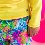 RUGGEDBUTTS Boys UPF50+ Stretch Neon Swim Trunks - Neon Ocean Coral, 3-6m