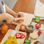 PlanToys® Wooden Pretend Cheese & Charcuterie Board Food Toy for Kids | Includes Cheese, Sausage, Crackers, Grapes, Knife & Board | Montessori Role Play Kitchen Toy for Imaginative Learning