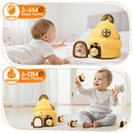 Baby Toys 6-12 Months - Beehive Infant Toy with 5 Sensory Bees Stuffed Animals, Crinkle, Rattle, Mirror & Music, Montessori Toys for 6 7 8 9 10 11 12 Month Old Baby Boys Girls Birthday Christmas Gift
