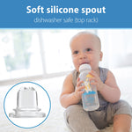 Dr. Brown's Milestones Narrow Sippy Bottle, 100% Silicone Soft Sippy Spout, 8oz/250mL, Bunny, 6m+