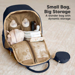 KeaBabies Diaper Bag Backpack - Small Multifunctional Travel Diaper Back Packs, Maternity Baby Changing Bags, 12L Capacity, PU Leather, Waterproof, Unisex, Nappy Changing Pad (Navy Blue, Small)