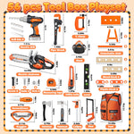 Kids Tool Set Toys, 56 Pcs Toddler Tool Set with Toy Chainsaw & Electronic Drill,Vest, Pretend Play Kids Construction Tools Toy for Toddler 3-5 Years Old Christmas Birthday Gifts