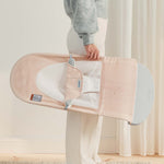 BabyBjörn Bouncer Balance Soft, Light Grey Frame, Mesh, Pearly Pink/White, 2-in-1 Adjustable Baby Bouncer Seat and Toddler Chair, Newborn to Toddler (8-29 lbs), 4 Positions, Lightweight & Portable