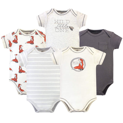 Touched by Nature Unisex Baby Organic Cotton Bodysuits, Boho Fox, 6-9 Months