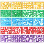 HADDIY Kids Drawing Stencils Set, 20 Pcs Plastic Stencil Kit 300+ Patterns Drawing Templates for Girls & Boys Gift and Card Making