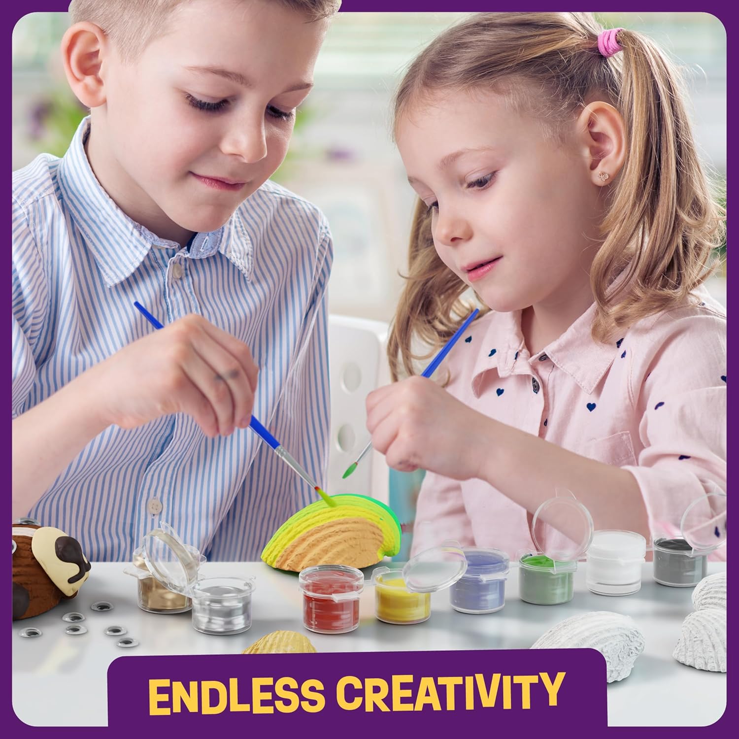 Dan&Darci Kids Sea Shell Painting Kit - Arts & Crafts Gifts for Boys and Girls - Craft Activities Kits - Creative Art Activity Gift Toys for Age 6, 7, 8, 9, 10, 11 & 12 Year Old 8-12