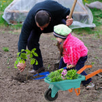 Qtioucp Kids Gardening Set with Wheelbarrow, Real Metal Garden Tools for Kids Ages 3-8, 4 Long Handle Tools, 3 Hand Tool, Gloves, 5 Stickers, Handbook, Outdoor Backyard Toys for Toddler Gift