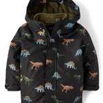The Children's Place,Baby Boys,and Toddler Heavy 3 in 1 Winter Jacket, Wind Water-Resistant Shell, Fleece Inner,Dino Black,18 Months,24 Months