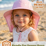 Camptrace Toddler Kids Sun Hats with Neck Flap UPF 50+ UV Protection Wide Rigid Brim Boys Girls Beach Swim Sunhat
