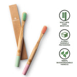 GREENZLA Kids Bamboo Toothbrushes, Natural Toothbrush Set, Soft Bristles, Durable Charcoal Wooden Brushes, Compostable Design for Toddlers and Children, 6 Pack