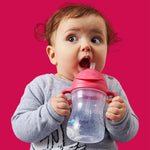 b.box Sippy Cup with Weighted Straw (2-pack). Drink from any Angle, Leak Proof, Spill Proof, Easy Grip. BPA Free, Dishwasher Safe. For Babies 6m+ to Toddlers (tutti frutti + boysenberry, 8oz)