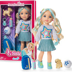 American Girl, AG Sisters Jozette Doll, with Blue Eyes, Long Wavy Blonde Hair with Blue Highlights, 14.5", Ages 4+