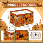 Fall Pumpkin Basket - Pumpkin Storage Bin Collapsible - Thanksgiving Room Decor Gift Basket - Black Cat Baskets Stuffer for Women - Autumn Farm Harvest Baskets for Kids Clothes, Gifts, Books, Toys