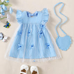 Toddler Girl Dress 2t 3t Girl Clothes Cute Ruffle Tutu Fairy Butterfly Princess Light Blue Dress for Toddler Summer Two Piece Outfit Casual Sundress