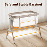 NeoBorn 3 in 1 Baby Bassinet, Bedside Bassinet for Baby, Rocking Bassinet with Breathable Full-Mesh, Mattress and Soft Sheet, Adjustable Height, Stable and Secure Crib for Newborns