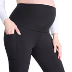 Motherhood Maternity Workout Over the Belly Pregnancy and Postpartum Leggings, Yoga Pants womens, 26 inch black, Large