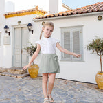 Dalukit Toddler Baby Girls Skorts Skirt Little Girls Ruffle Flying Skirts Front Hem Solid Casual Stretch Skort for Baby Girls Grey