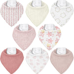 Muslin Baby Bibs 8 Pack, Baby Bandana Drool Bib for Drooling and Teething, Cotton Soft Absorbent for Girls Boys